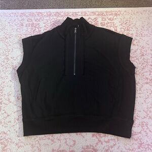 Black Sleeveless Zip-Up Top